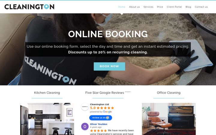 Screenshot of cleanington.co.uk