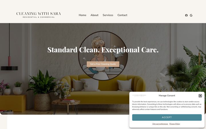 Screenshot of cleaningwithsara.com