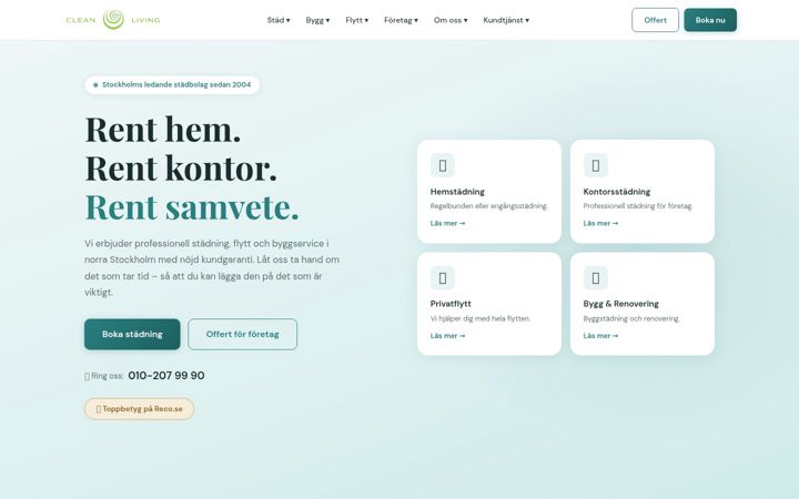 Screenshot of cleanliving.nu