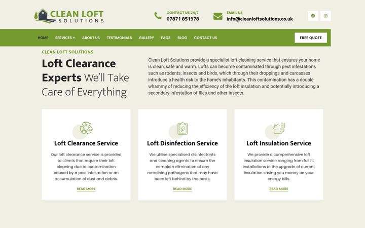 Screenshot of cleanloftsolutions.co.uk