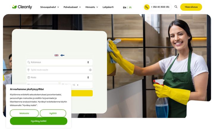 Screenshot von cleanly.fi