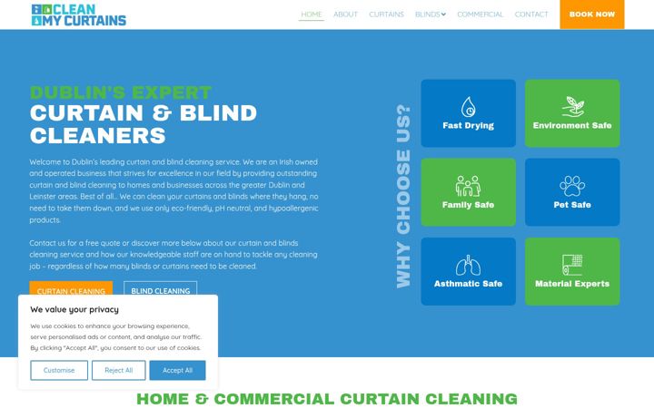 Screenshot of cleanmycurtains.ie