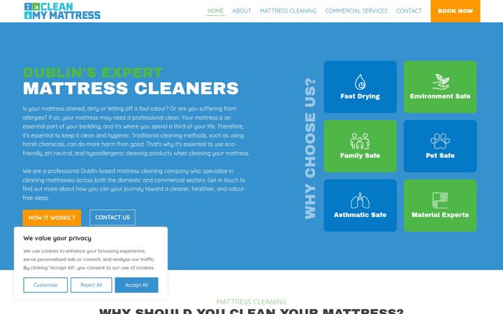 Screenshot of cleanmymattress.ie
