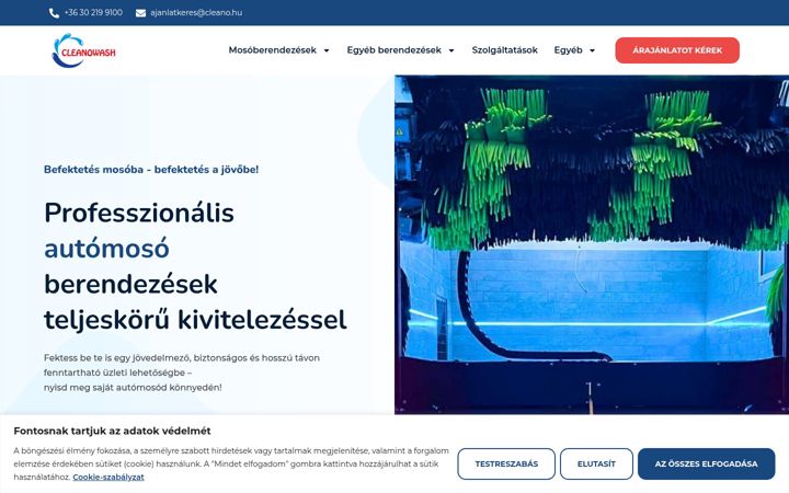 Screenshot stránky cleanowash.hu