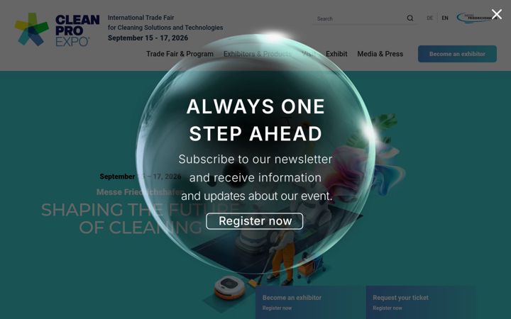 Screenshot of cleanpro-expo.com