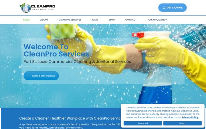 Screenshot of cleanproservicesllc.com