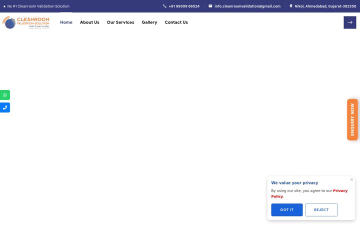 Screenshot di cleanroomvalidation.in
