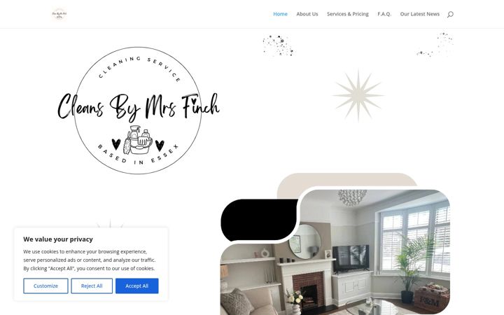 Screenshot of cleansbymrsfinch.co.uk