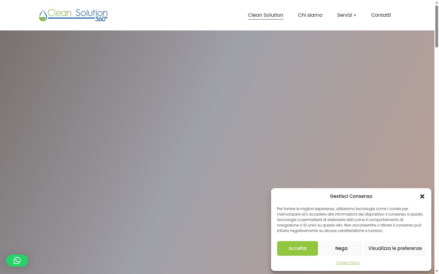 Screenshot del banner di consenso mostrato prima di qualsiasi interazione