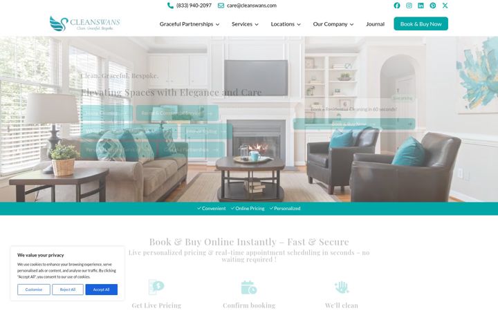 Screenshot of cleanswans.com