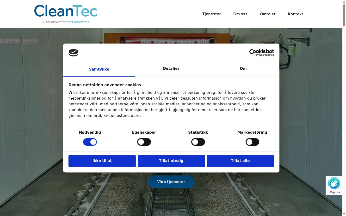 Captura de ecrã do banner de consentimento apresentado antes de qualquer interação