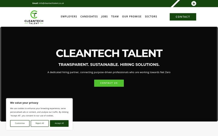 Screenshot di cleantechtalent.co.uk