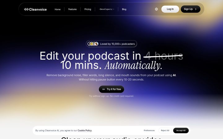 Screenshot of cleanvoice.ai