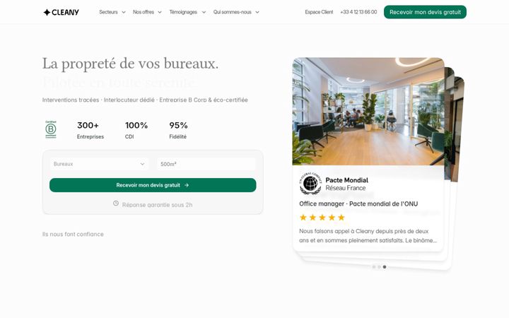 Screenshot of cleany.fr