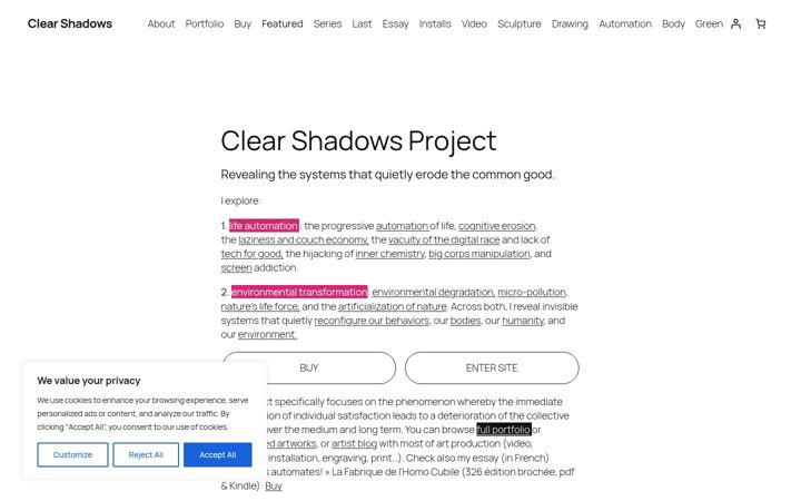 Screenshot of clear-shadows.com