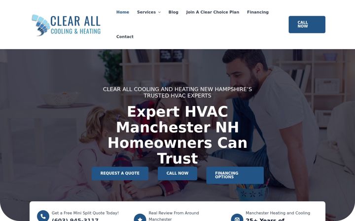 Screenshot of clearallcoolingandheating.com