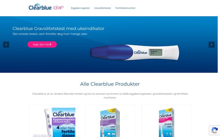 Screenshot of clearblueshop.no