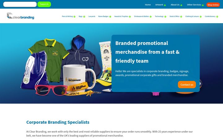 Zrzut ekranu clearbranding.co.uk