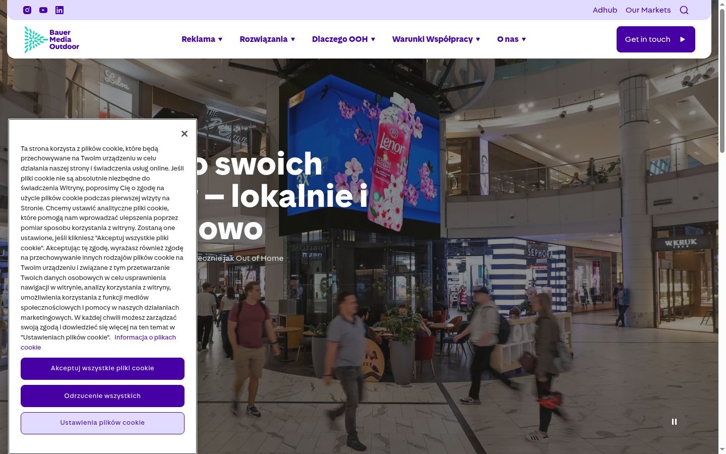 Screenshot del banner di consenso mostrato prima di qualsiasi interazione
