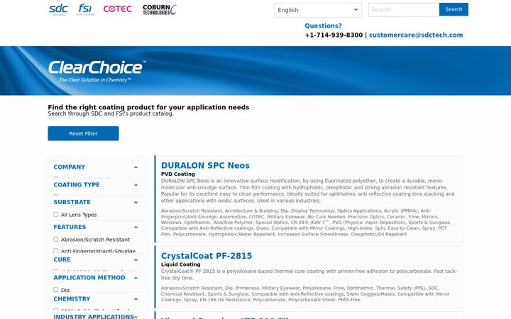 Screenshot of clearchoice-coatings.com