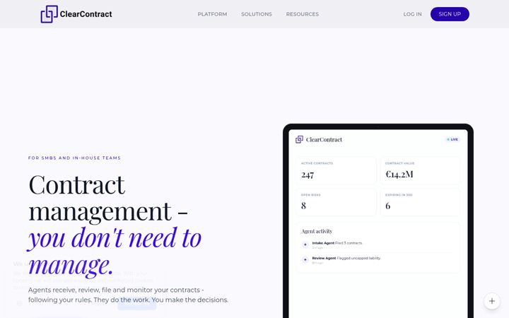 Screenshot of clearcontract.dk