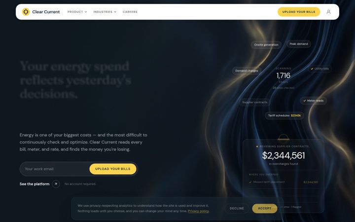 Screenshot of clearcurrent.ai
