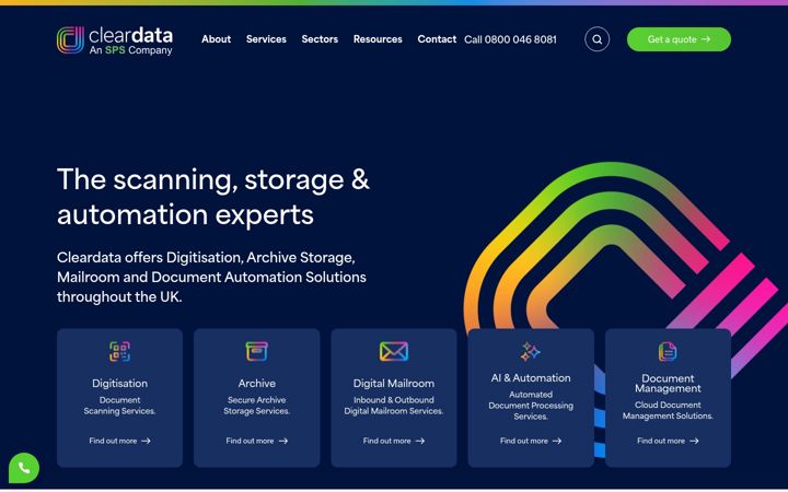 Screenshot of cleardata.co.uk
