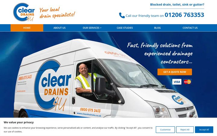 Ekrānuzņēmums no cleardrains4u.co.uk