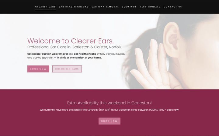 Screenshot of clearer-ears.com