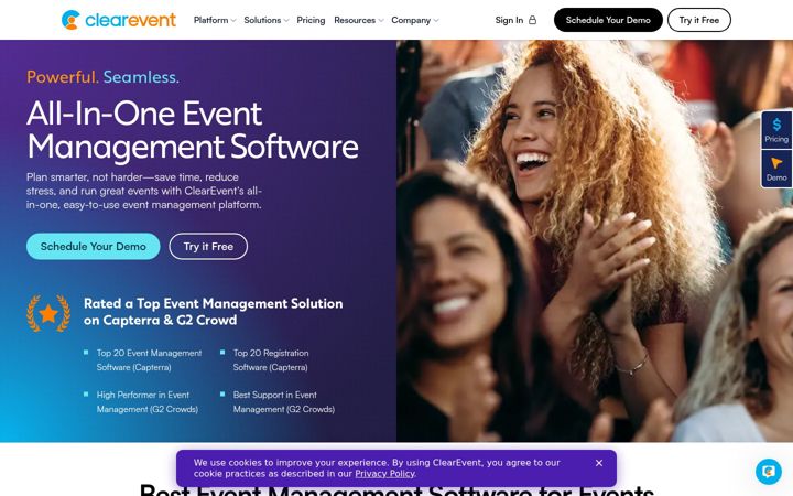 Screenshot of clearevent.com
