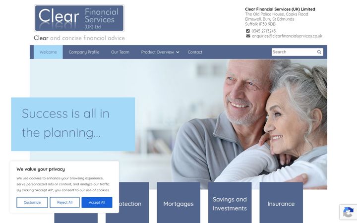 Skärmbild av clearfinancialservices.co.uk