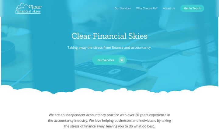 Screenshot of clearfinancialskies.co.uk