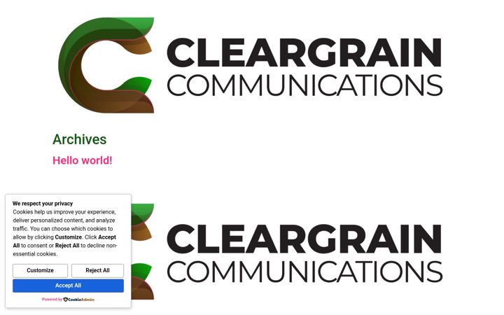 Captura de pantalla de cleargraincomms.ca
