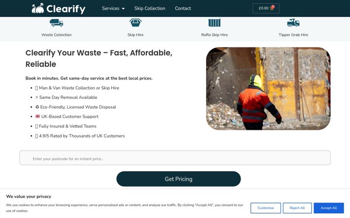 Skärmbild av clearify.uk