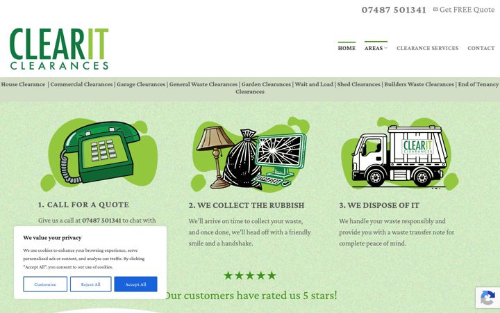 Screenshot of clearitclearances.co.uk