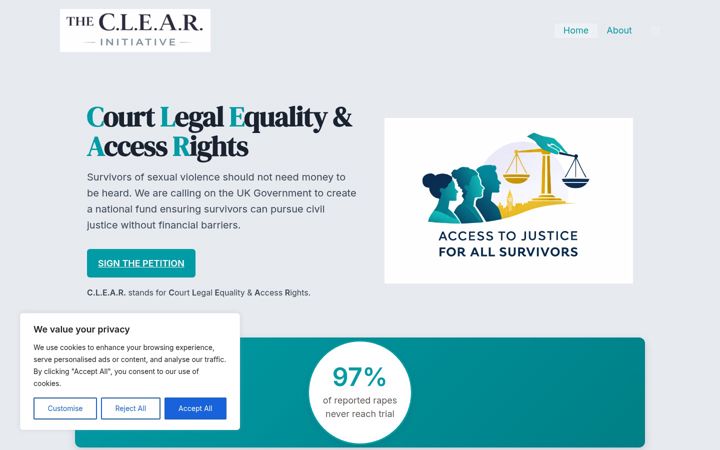 Screenshot του clearjustice.org