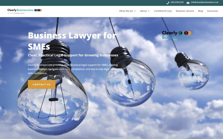 Screenshot of clearlybusinesslaw.co.uk