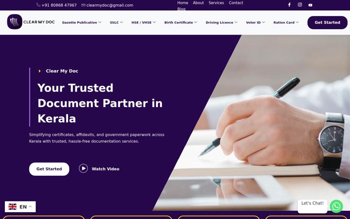 Screenshot of clearmydoc.com