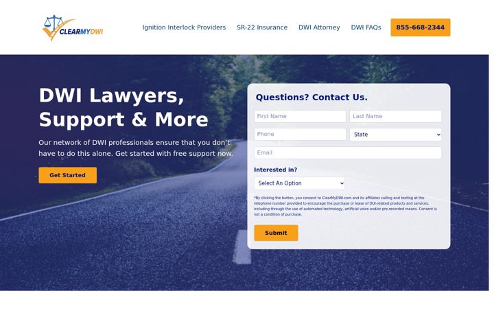 Screenshot of clearmydwi.com