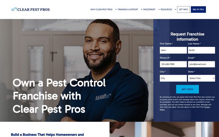 Screenshot of clearpestprosfranchise.com