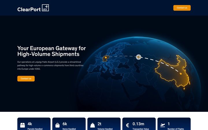 Kuvakaappaus sivustosta clearport.eu