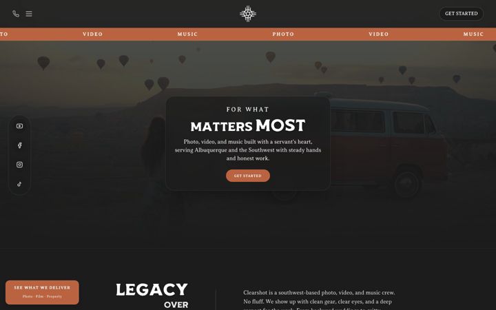 Screenshot of clearshotproductionsllc.com