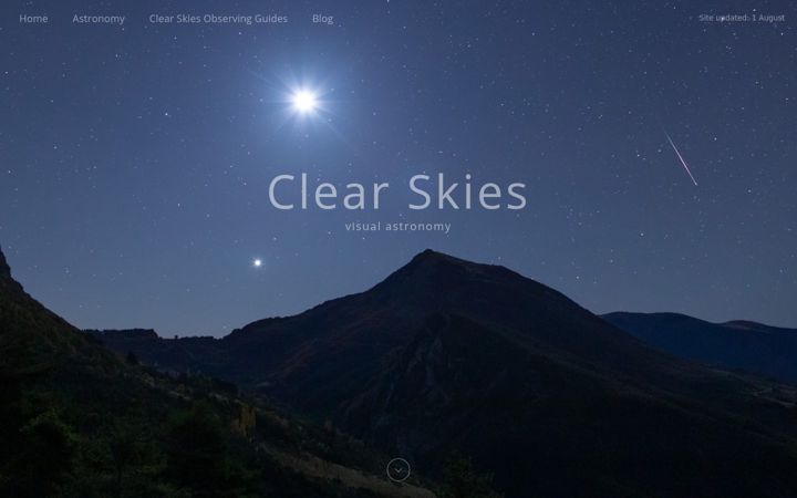 Kuvakaappaus sivustosta clearskies.eu