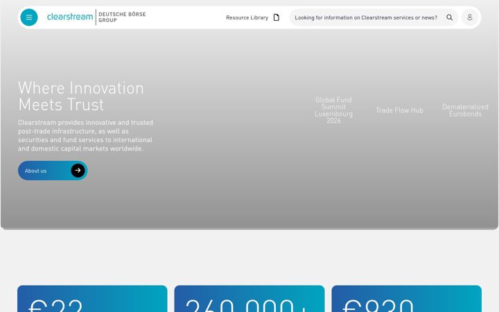 Screenshot of clearstream.com