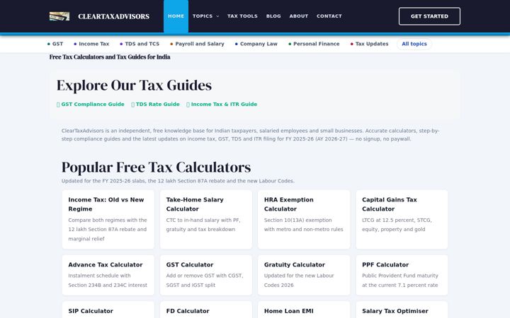 Screenshot di cleartaxadvisors.in