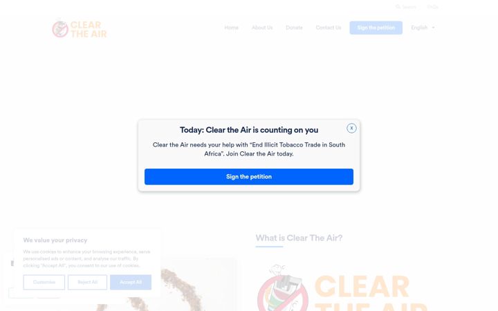Screenshot of cleartheair.org.za