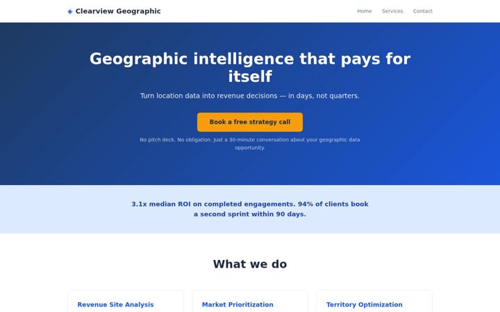 Screenshot of clearviewgeographic.com