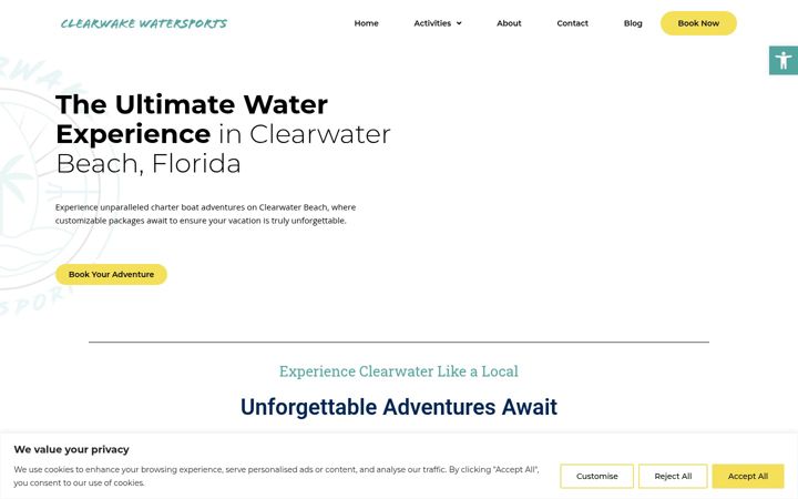 Screenshot of clearwakewatersports.com