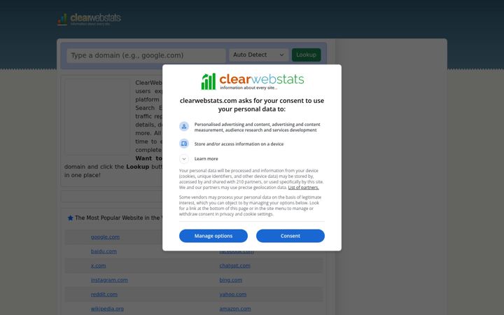Képernyőkép: clearwebstats.com