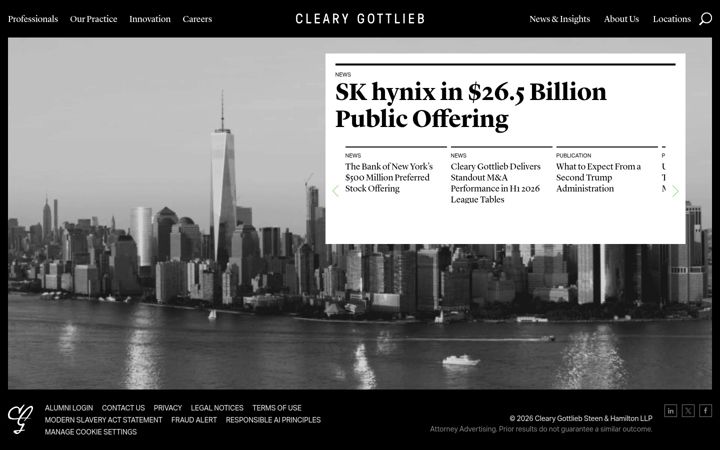 Screenshot stránky clearygottlieb.com